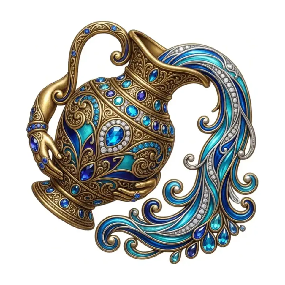 Aquarius Water bearer zodiac emblem
